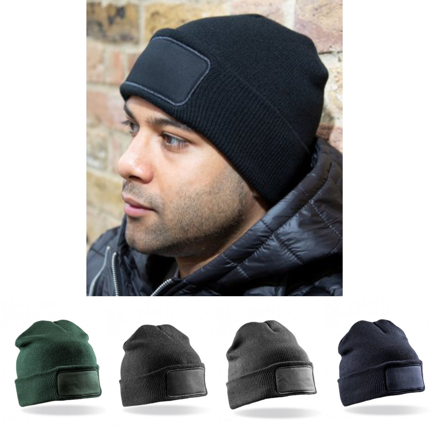 RC027 Result Winter Essentials Double Knit Printers Beanie